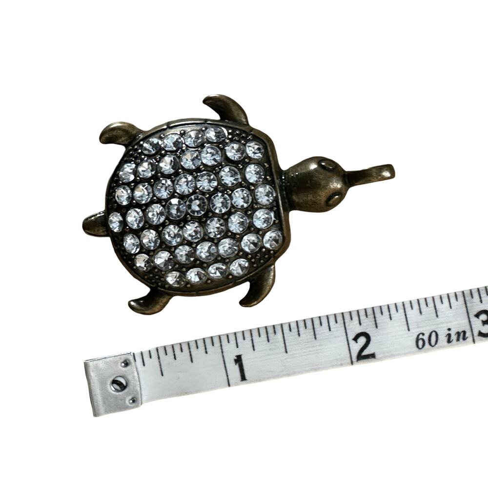 Vintage Rhinestone Turtle Pendant - Picture 3 of 5